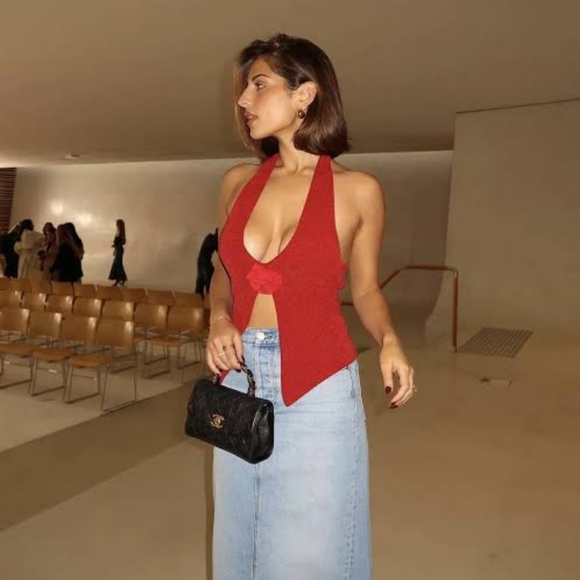 With Jean Red Rose Halter Top - Picture 2 of 3